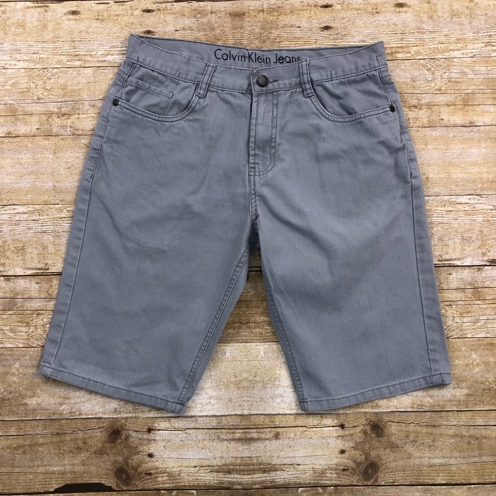 Calvin Klein Boys 18 Gray Cotton Denim Shorts